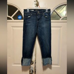 Kut from the Kloth Dark Blue Cropped Cuff Jeans